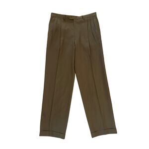 Men 36 Pazoni Italy 100% Pure Wool Coffee Brown Trousers Slacks Suit Work Pants